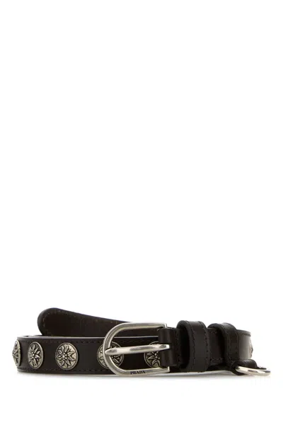 Prada Women Chocolate Leather Belt In Brown