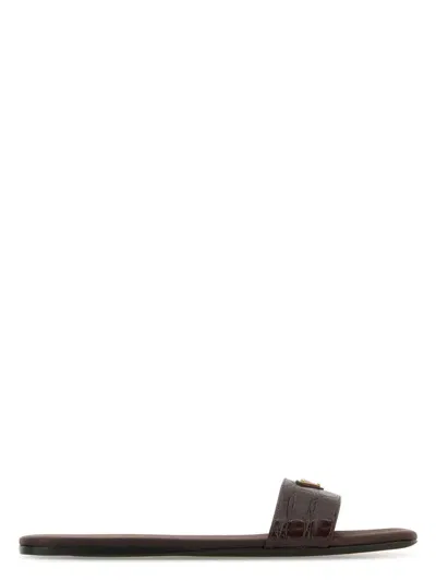 PRADA WOMEN'S CHOCOLATE LEATHER SLIPPERS SANDAL