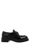 Prada Women's Chocolate Brushed Leather Loafers In Black