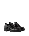 Prada Chocolate Patent Leather Loafers In Black