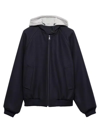 Prada Cloth And Cotton Fleece Jacket In Multi