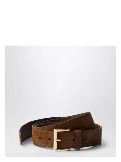 Prada Women's Cocoa Suede Leather Belt