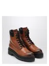 Prada Cognac-coloured Ankle Boots In Leather And Re-nylon