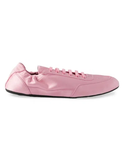 Prada Satin Collapse Low Profile Sneakers Rubber In Pink
