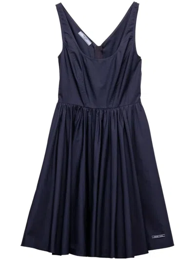 Prada Kleid Aus Baumwoll-canvas In Blue