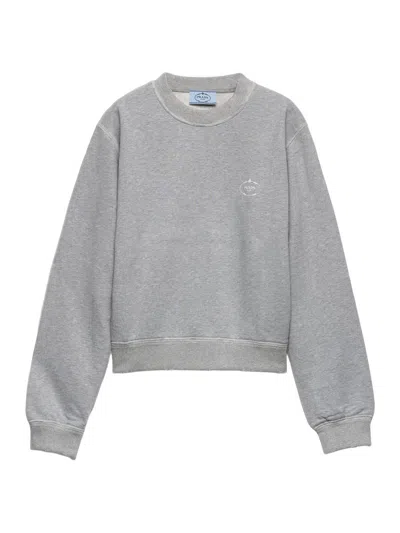 Prada Women's Cotton Crew-neck Sweatshirt In Gray