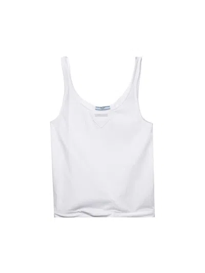Prada Women's Cotton Jersey Tank Top In White