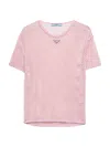 Prada Cotton Mesh Top In Pink