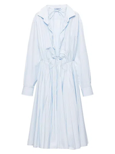 Prada Women's Cotton Midi Dress In Blue