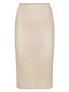 Prada Triangle Logo Mesh Pencil Skirt In Beige