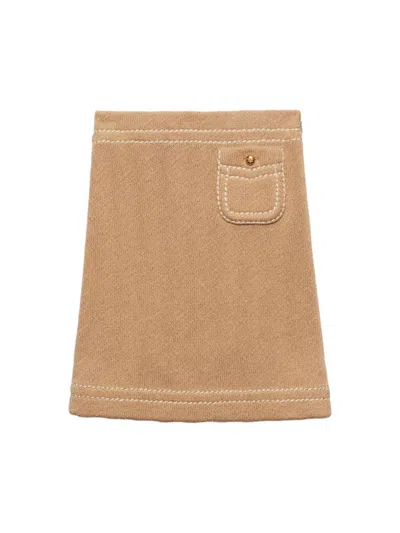 Prada Women's Cotton Miniskirt In Beige Khaki