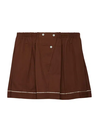 Prada Women's Cotton Miniskirt In Brown