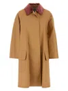 Prada Cotton Overcoat With Contrast Collar And Front Pockets