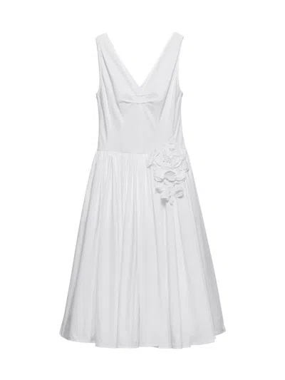 Prada Women's Cotton Poplin Dress In White