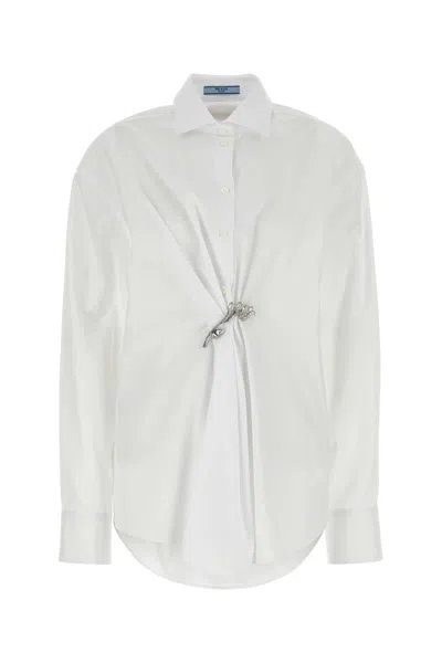Prada Women's Cotton Poplin Shirt In White