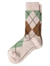 Prada Argyle-check Crew Socks In Beige Khaki