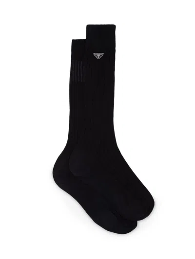 Prada Women's Cotton Socks In Black