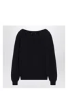 Prada Blue Cotton Sweater With Geometric Details Women In Blue