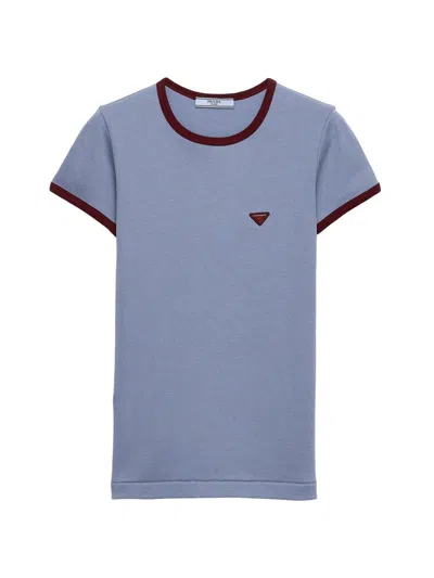 Prada Women's Cotton T-shirt In Blue