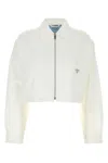 Prada Cropped Jacket Buttoned Cuffs Front Pockets In White