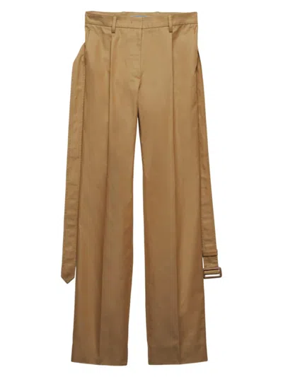 Prada Cotton Twill Pants In Beige Khaki