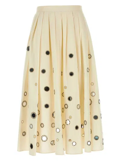 PRADA WOMEN'S CREAM COTTON SKIRT