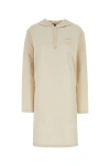 Prada Abito Felpa In Cotone Stretch Crema Donna In Yellow