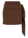 Prada Minigonna In Crepe Marrone  Donna
