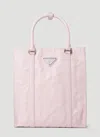 Prada Women Crinkled Leather Tote Bag In Pink