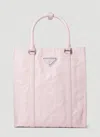 Prada Women Crinkled Leather Tote Bag In Pink