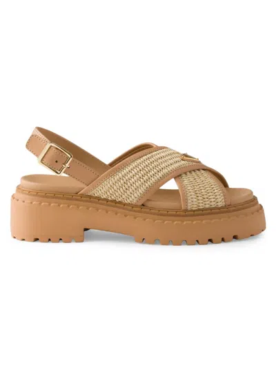 PRADA WOMEN'S CROCHET AND LEATHER SANDALS