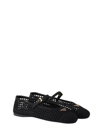 Prada Women's Crochet Ballerinas In Black
