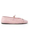 Prada Crochet Ballerina Shoes Round Toe Strap In Pink