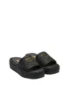 Prada Raffie Single-band Platform Slides In Black