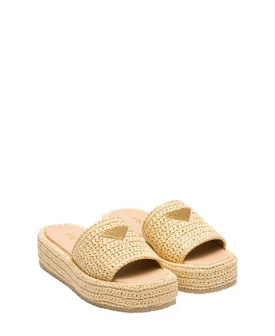 PRADA WOMEN'S CROCHET FLATFORM SLIDES