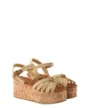 Prada Crochet Wedge Sandals In Neutral