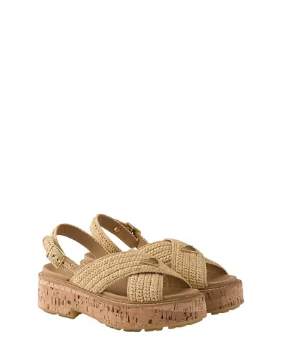 Prada Women's Crochet Platform Sandals In Neutral