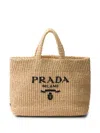 Prada Womens Neutral Logo-embroidered Crochet Tote Bag