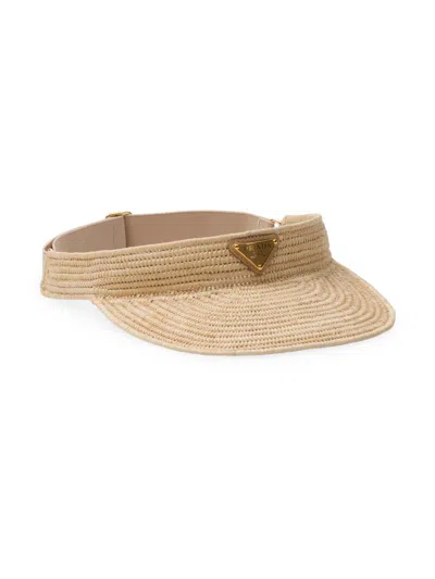 Prada Women's Crochet Visor Hat In Sand