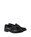 Prada Crocodile-embossed Leather Loafers In Black