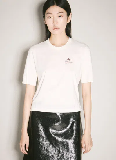 Prada Women Crop Logo Print T-shirt In White