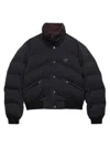 Prada Cropped Compact Poplin Down Jacket In Blue