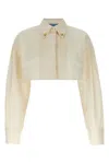 Prada Cropped Poplin Jacket In Cream