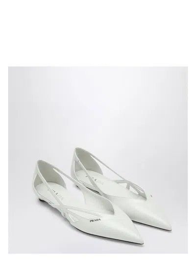 PRADA WOMEN'S CUT OUT BRUSHED LEATHER BALLERINA