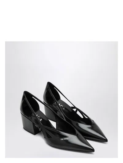 PRADA WOMEN'S CUT OUT BRUSHED LEATHER DÃ©COLLETÃ© PUMPS