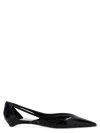 Prada Cut Out Black Brushed Leather Ballerina In Multi
