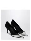 Prada Satin Pumps Two-tone Design Stiletto Heel In Black