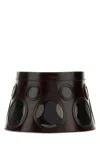 Prada Women Dark Brown Leather Hat