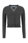 Prada Virgin Wool Cardigan In Gray