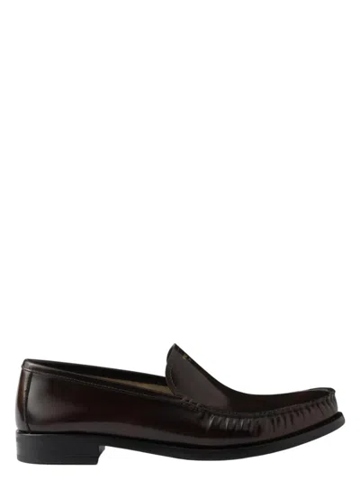 PRADA WOMEN'S DARK LEATHER LOAFERS